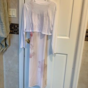 allsaints benno nubila 2-in-1 slip dress in border pink